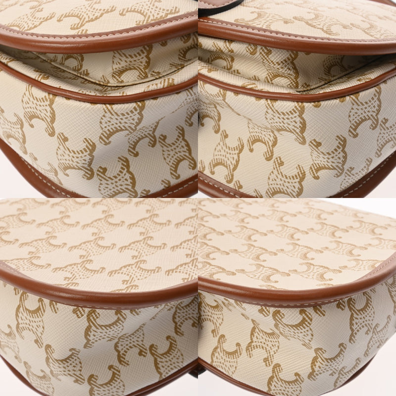 CELINE セリーヌ トリオンフ ブザスショルダー ホワイト レディース レザー PVC ショルダーバッグ ABランク 中古 銀蔵