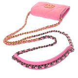 CHANEL シャネル シャネル19 フラップコインパース チェーンショルダー ピンク AP1787 レディース キャンバス コインケース Bランク 中古 銀蔵