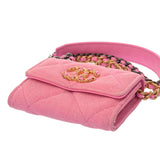 CHANEL シャネル シャネル19 フラップコインパース チェーンショルダー ピンク AP1787 レディース キャンバス コインケース Bランク 中古 銀蔵