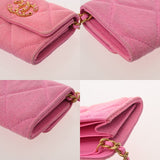 CHANEL シャネル シャネル19 フラップコインパース チェーンショルダー ピンク AP1787 レディース キャンバス コインケース Bランク 中古 銀蔵