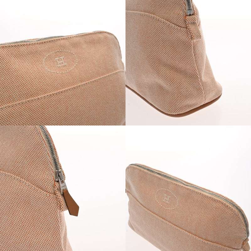 HERMES エルメス ボリード エクリュ/オレンジ レディース トワルアッシュ ポーチ Aランク 中古 銀蔵