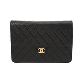 CHANEL シャネル マトラッセ プッシュロック チェーンショルダー 25cm ブラック レディース ラムスキン ショルダーバッグ ABランク 中古 銀蔵