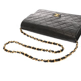 CHANEL シャネル マトラッセ プッシュロック チェーンショルダー 25cm ブラック レディース ラムスキン ショルダーバッグ ABランク 中古 銀蔵