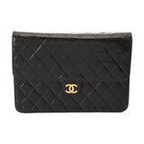 CHANEL シャネル マトラッセ プッシュロック チェーンショルダー 25cm ブラック レディース ラムスキン ショルダーバッグ ABランク 中古 銀蔵