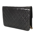 CHANEL シャネル マトラッセ プッシュロック チェーンショルダー 25cm ブラック レディース ラムスキン ショルダーバッグ ABランク 中古 銀蔵