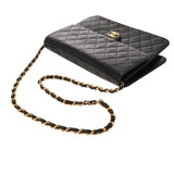 CHANEL シャネル マトラッセ プッシュロック チェーンショルダー 25cm ブラック レディース ラムスキン ショルダーバッグ ABランク 中古 銀蔵