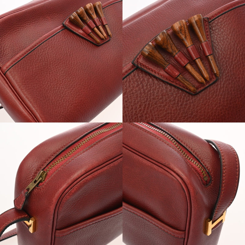 HERMES エルメス ゴルフティー ショルダーバッグ レッド系 〇M刻印
