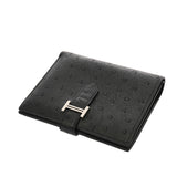 HERMES エルメス ベアンコンパクト ブラック Z刻印(2021年頃) ユニセックス オーストリッチ 二つ折り財布 ABランク 中古 銀蔵