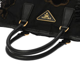 PRADA プラダ フラワーモチーフ ブラック レディース ナイロン/ベロア トートバッグ ABランク 中古 銀蔵