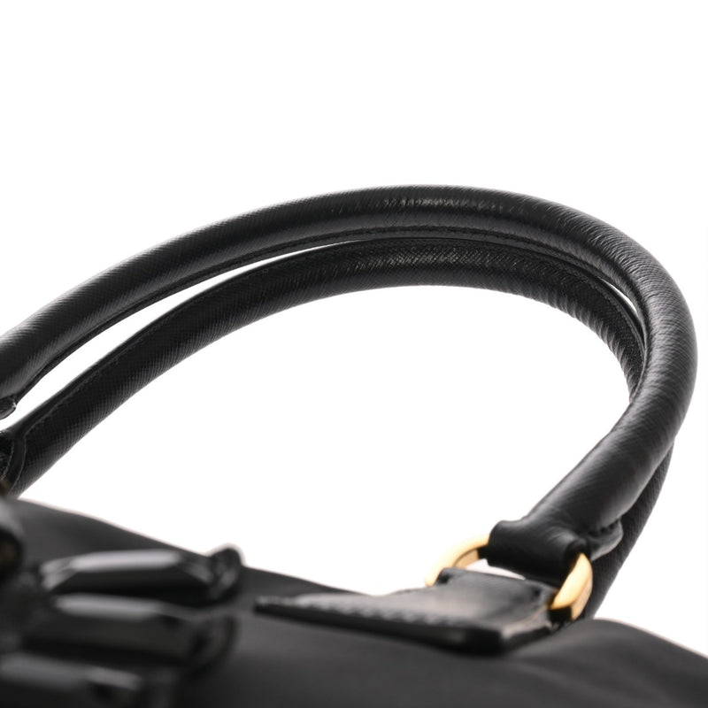 PRADA プラダ フラワーモチーフ ブラック レディース ナイロン/ベロア トートバッグ ABランク 中古 銀蔵