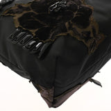 PRADA プラダ フラワーモチーフ ブラック レディース ナイロン/ベロア トートバッグ ABランク 中古 銀蔵