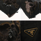 PRADA プラダ フラワーモチーフ ブラック レディース ナイロン/ベロア トートバッグ ABランク 中古 銀蔵