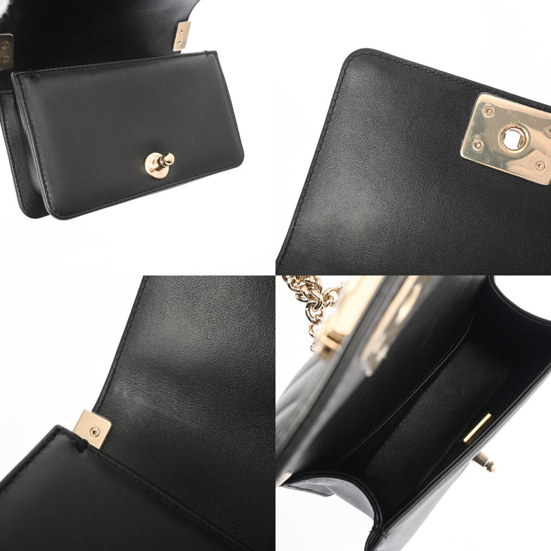 CHANEL シャネル ボーイシャネル ミニ チェーンショルダー 15cm Vステッチ ブラック A67364 レディース ラムスキン チェーンウォレット Aランク 中古 銀蔵