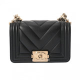 CHANEL シャネル ボーイシャネル ミニ チェーンショルダー 15cm Vステッチ ブラック A67364 レディース ラムスキン チェーンウォレット Aランク 中古 銀蔵
