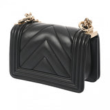 CHANEL シャネル ボーイシャネル ミニ チェーンショルダー 15cm Vステッチ ブラック A67364 レディース ラムスキン チェーンウォレット Aランク 中古 銀蔵