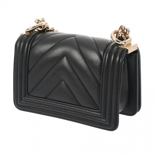 CHANEL シャネル ボーイシャネル ミニ チェーンショルダー 15cm Vステッチ ブラック A67364 レディース ラムスキン チェーンウォレット Aランク 中古 銀蔵