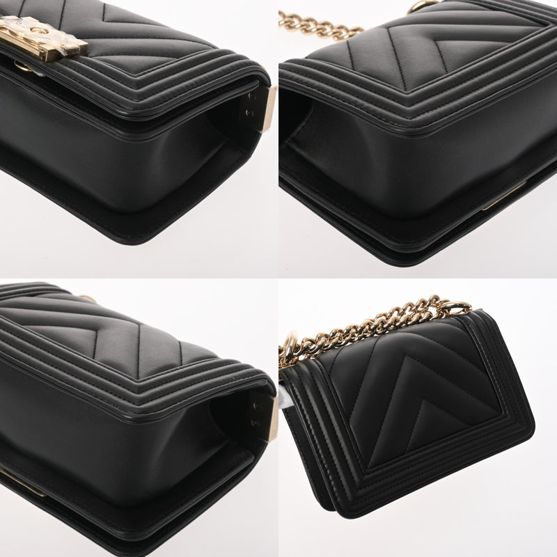CHANEL シャネル ボーイシャネル ミニ チェーンショルダー 15cm Vステッチ ブラック A67364 レディース ラムスキン チェーンウォレット Aランク 中古 銀蔵