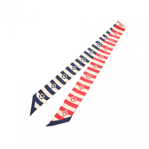 LOUIS VUITTON ルイヴィトン LVエスカル バンドー BB パレオ サマーストライプ アイボリー/レッド/ネイビーシルク M76196 レディース シルク100％ スカーフ 新同 中古 銀蔵