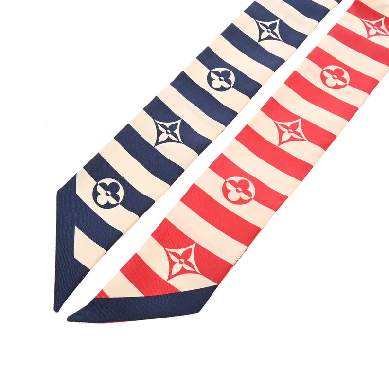 LOUIS VUITTON ルイヴィトン LVエスカル バンドー BB パレオ サマーストライプ アイボリー/レッド/ネイビーシルク M76196 レディース シルク100％ スカーフ 新同 中古 銀蔵