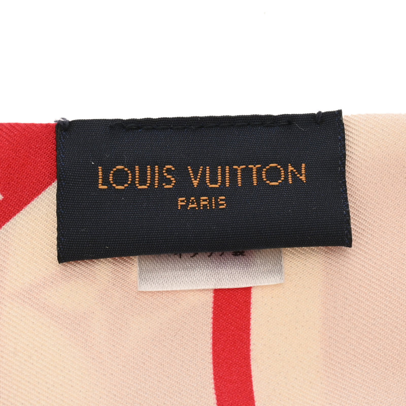 LOUIS VUITTON ルイヴィトン LVエスカル バンドー BB パレオ サマーストライプ アイボリー/レッド/ネイビーシルク M76196 レディース シルク100％ スカーフ 新同 中古 銀蔵