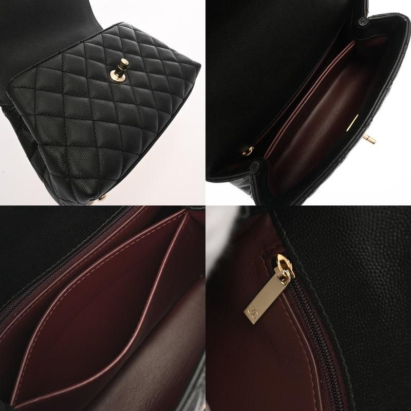 CHANEL シャネル マトラッセ トップハンドルフラップバッグ XS ブラック A92990 レディース キャビアスキン ハンドバッグ Aランク 中古 銀蔵