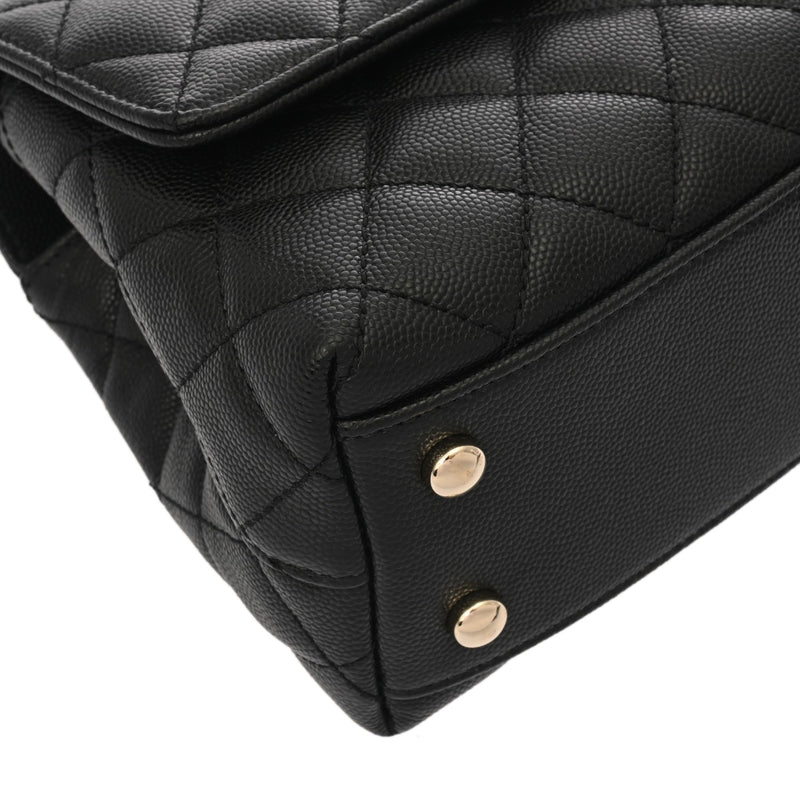 CHANEL シャネル マトラッセ トップハンドルフラップバッグ XS ブラック A92990 レディース キャビアスキン ハンドバッグ Aランク 中古 銀蔵