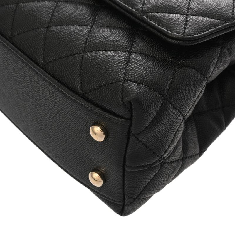 CHANEL シャネル マトラッセ トップハンドルフラップバッグ XS ブラック A92990 レディース キャビアスキン ハンドバッグ Aランク 中古 銀蔵