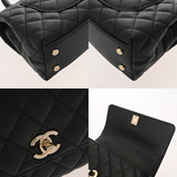 CHANEL シャネル マトラッセ トップハンドルフラップバッグ XS ブラック A92990 レディース キャビアスキン ハンドバッグ Aランク 中古 銀蔵