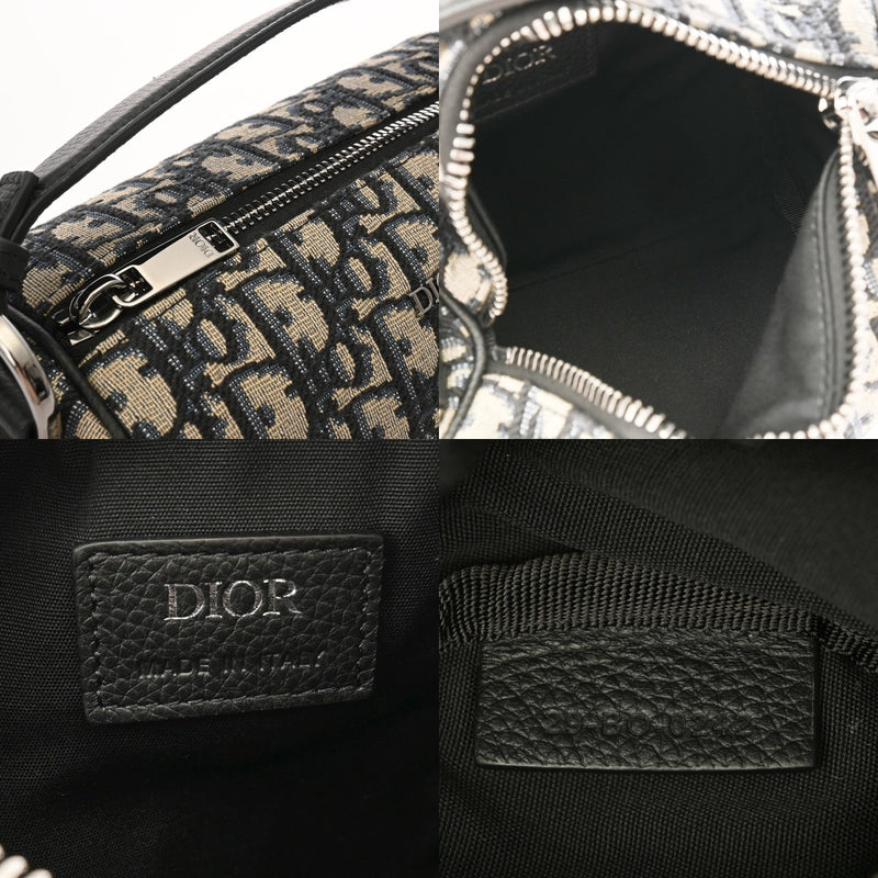 CHRISTIAN DIOR クリスチャンディオール ローラーミニ メッセンジャーバッグ オブリーク ネイビー 1ESPO219YKY_H27E レディース キャンバス レザー ショルダーバッグ Aランク 中古 銀蔵