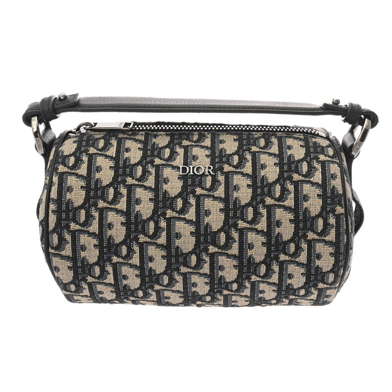 CHRISTIAN DIOR クリスチャンディオール ローラーミニ メッセンジャーバッグ オブリーク ネイビー 1ESPO219YKY_H27E レディース キャンバス レザー ショルダーバッグ Aランク 中古 銀蔵