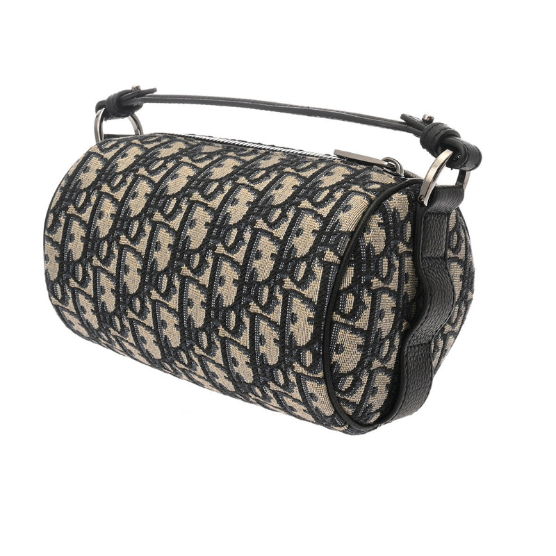 CHRISTIAN DIOR クリスチャンディオール ローラーミニ メッセンジャーバッグ オブリーク ネイビー 1ESPO219YKY_H27E レディース キャンバス レザー ショルダーバッグ Aランク 中古 銀蔵