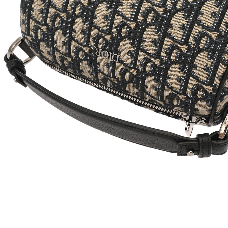 CHRISTIAN DIOR クリスチャンディオール ローラーミニ メッセンジャーバッグ オブリーク ネイビー 1ESPO219YKY_H27E レディース キャンバス レザー ショルダーバッグ Aランク 中古 銀蔵