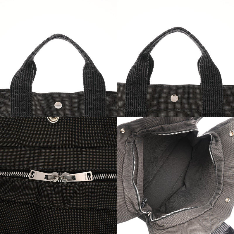 HERMES エルメス エールライン MM 新型 グレー ユニセックス キャンバス トートバッグ ABランク 中古 銀蔵