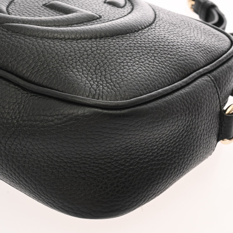 GUCCI ブラックレザー ショルダーバッグ フリンジ付き