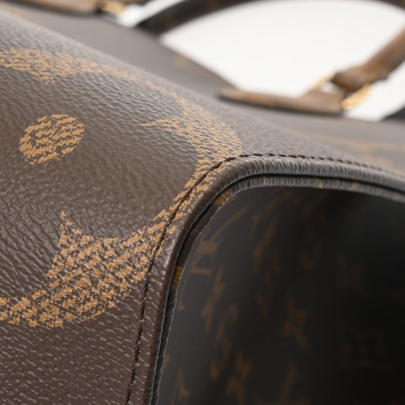 LOUIS VUITTON ルイヴィトン モノグラムリバース オンザゴー MM ブラウン M45321 レディース モノグラムキャンバス ハンドバッグ 新同 中古 銀蔵