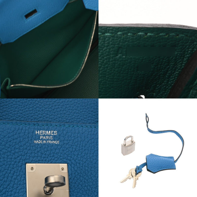 HERMES エルメス バーキン 30 ヴェルソ ブルーフリーダ/ヴェールヴェルティゴ A刻印(2017年頃) レディース トゴ ハンドバッグ 新同 中古 銀蔵