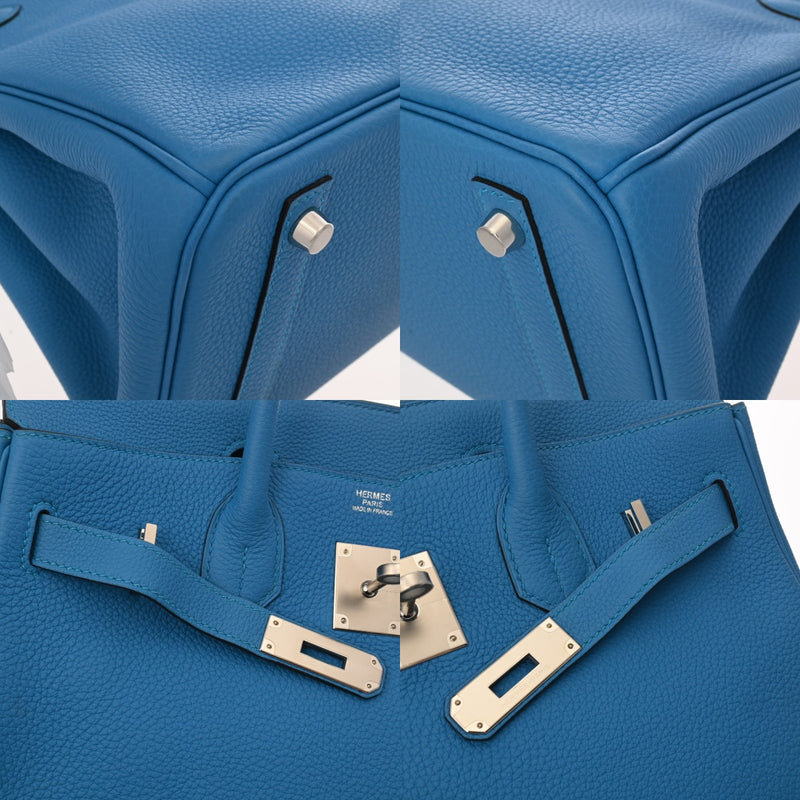 HERMES エルメス バーキン 30 ヴェルソ ブルーフリーダ/ヴェールヴェルティゴ A刻印(2017年頃) レディース トゴ ハンドバッグ 新同 中古 銀蔵