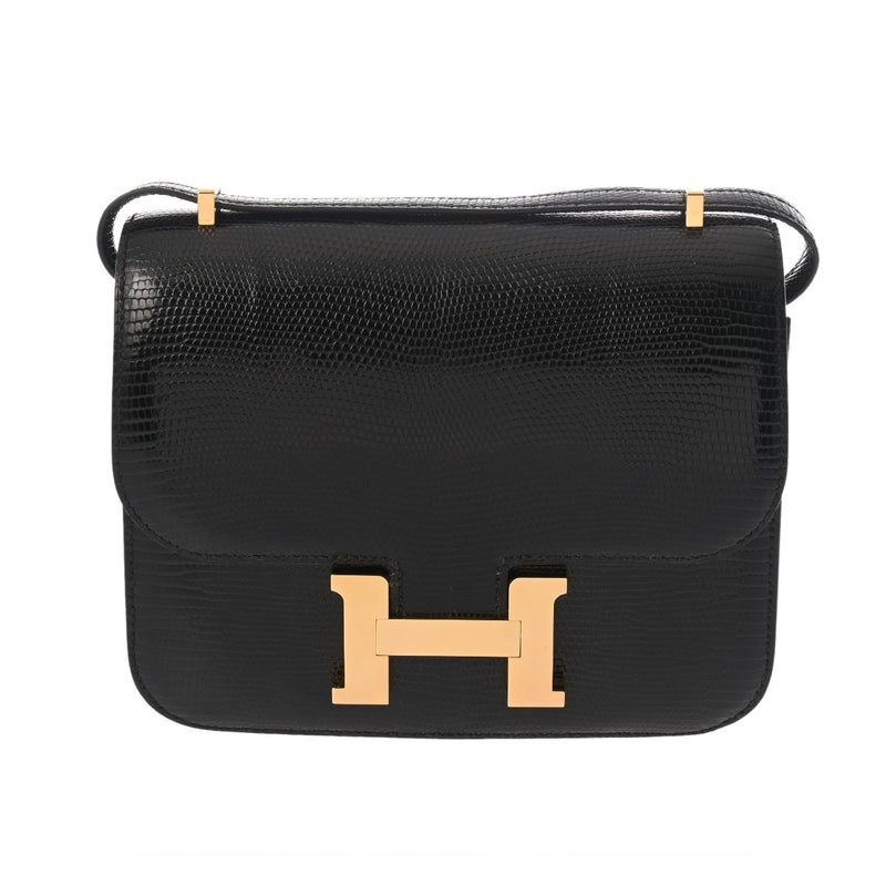 HERMES エルメス コンスタンス3 ミニ 18 ブラック Z刻印(2021年頃) レディース リザード ショルダーバッグ Aランク 中古 銀蔵