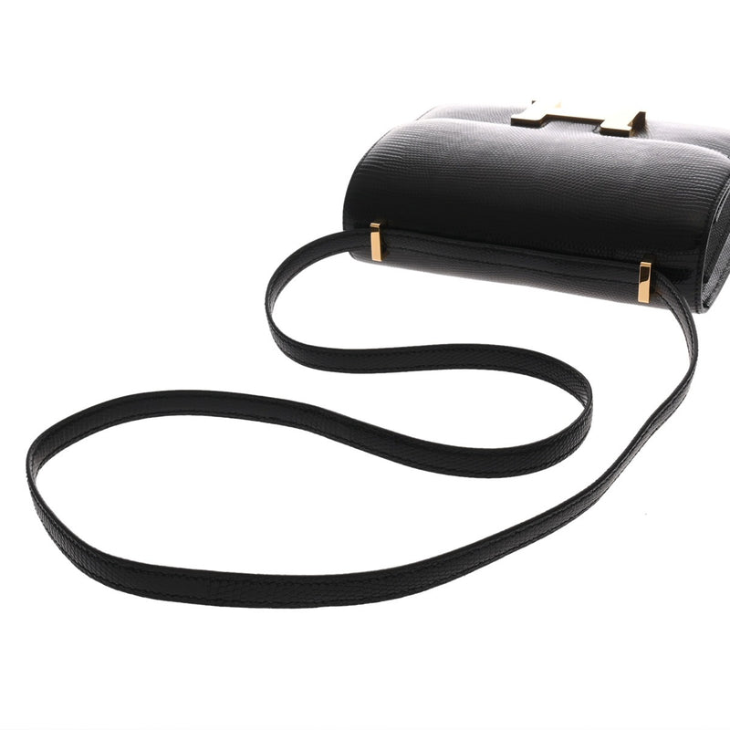 HERMES エルメス コンスタンス3 ミニ 18 ブラック Z刻印(2021年頃) レディース リザード ショルダーバッグ Aランク 中古 銀蔵