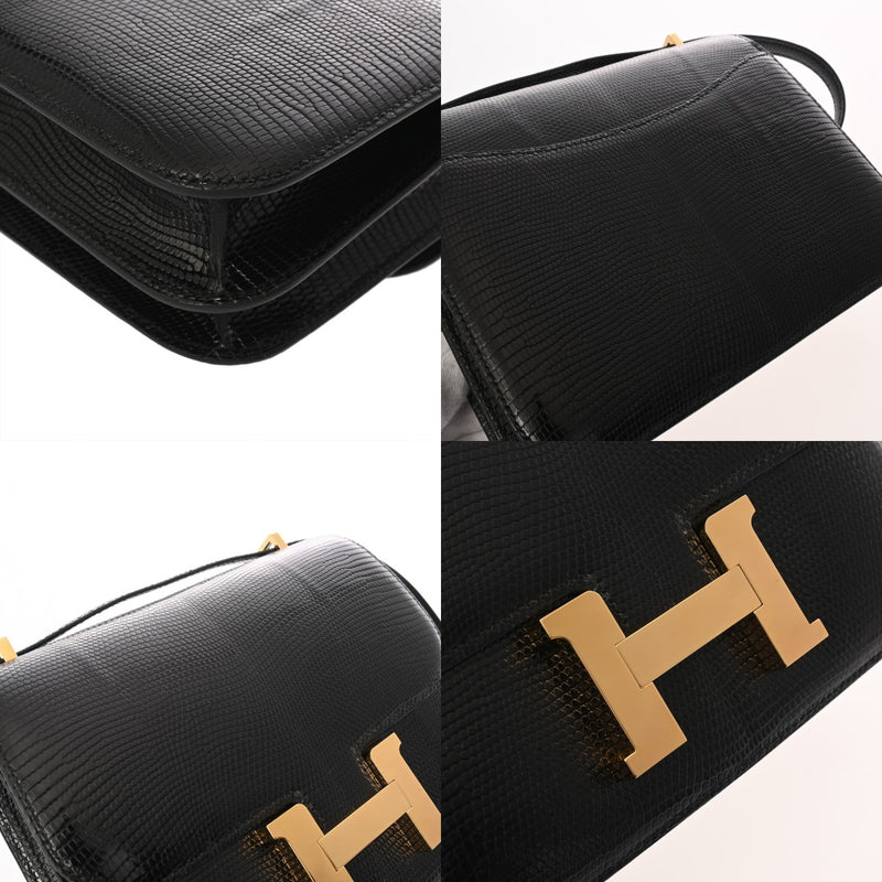 HERMES エルメス コンスタンス3 ミニ 18 ブラック Z刻印(2021年頃) レディース リザード ショルダーバッグ Aランク 中古 銀蔵