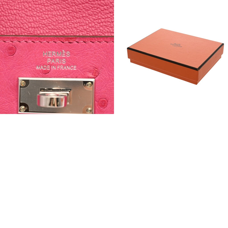 HERMES エルメス ケリーポケットコンパクト 財布 ローズディリアン Z刻印(2021年頃) レディース オーストリッチ コインケース 新同 中古 銀蔵