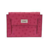 HERMES エルメス ケリーポケットコンパクト 財布 ローズディリアン Z刻印(2021年頃) レディース オーストリッチ コインケース 新同 中古 銀蔵