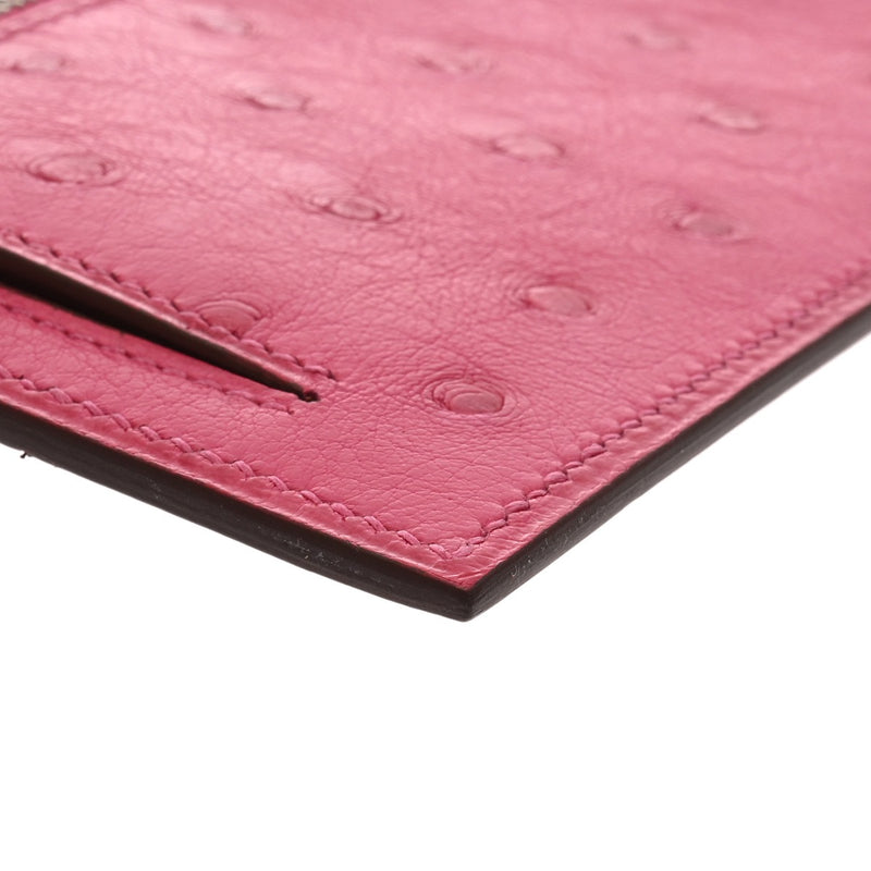 HERMES エルメス ケリーポケットコンパクト 財布 ローズディリアン Z刻印(2021年頃) レディース オーストリッチ コインケース 新同 中古 銀蔵