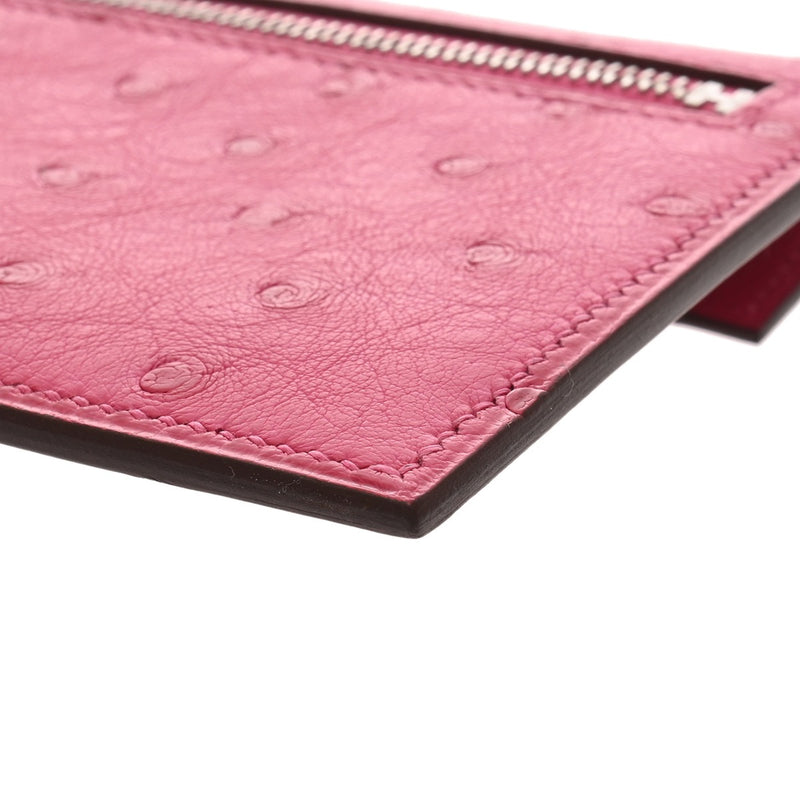 HERMES エルメス ケリーポケットコンパクト 財布 ローズディリアン Z刻印(2021年頃) レディース オーストリッチ コインケース 新同 中古 銀蔵