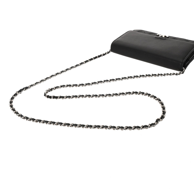 CHANEL シャネル マトラッセ チェーンウォレット ブラック レディース カーフ ショルダーバッグ Aランク 中古 銀蔵
