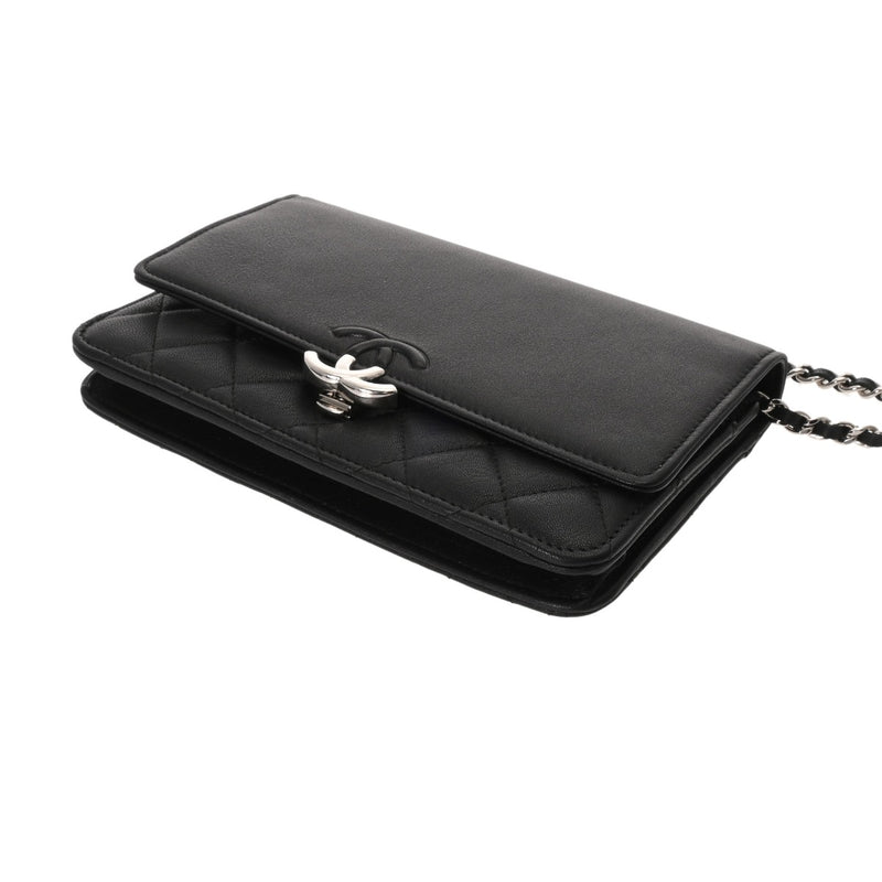 CHANEL シャネル マトラッセ チェーンウォレット ブラック レディース カーフ ショルダーバッグ Aランク 中古 銀蔵