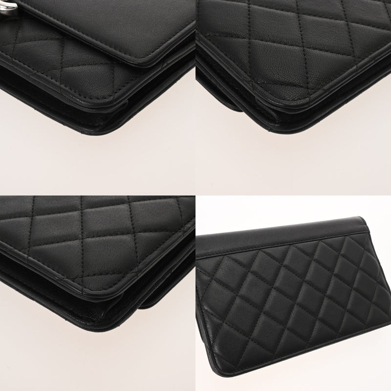 CHANEL シャネル マトラッセ チェーンウォレット ブラック レディース カーフ ショルダーバッグ Aランク 中古 銀蔵