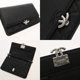 CHANEL シャネル マトラッセ チェーンウォレット ブラック レディース カーフ ショルダーバッグ Aランク 中古 銀蔵