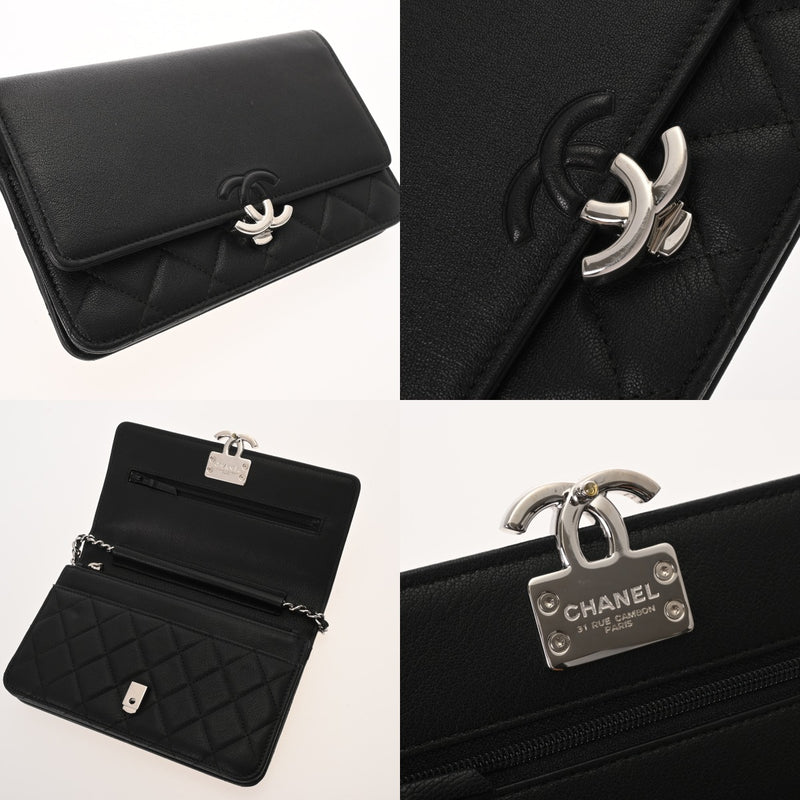 CHANEL シャネル マトラッセ チェーンウォレット ブラック レディース カーフ ショルダーバッグ Aランク 中古 銀蔵