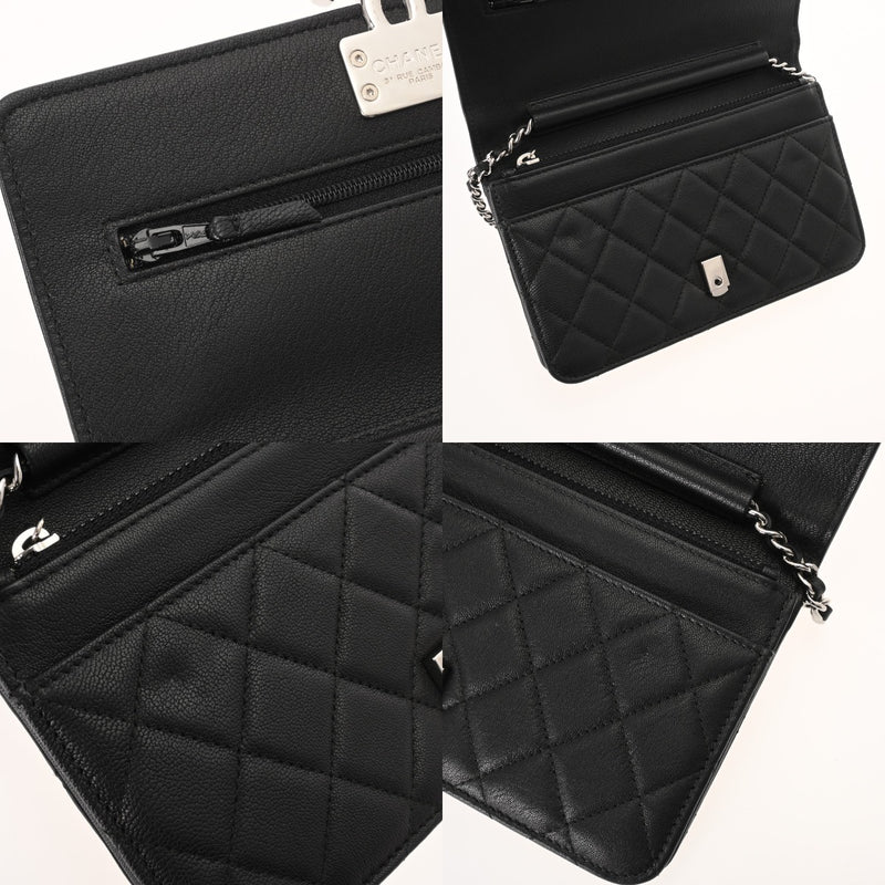 CHANEL シャネル マトラッセ チェーンウォレット ブラック レディース カーフ ショルダーバッグ Aランク 中古 銀蔵